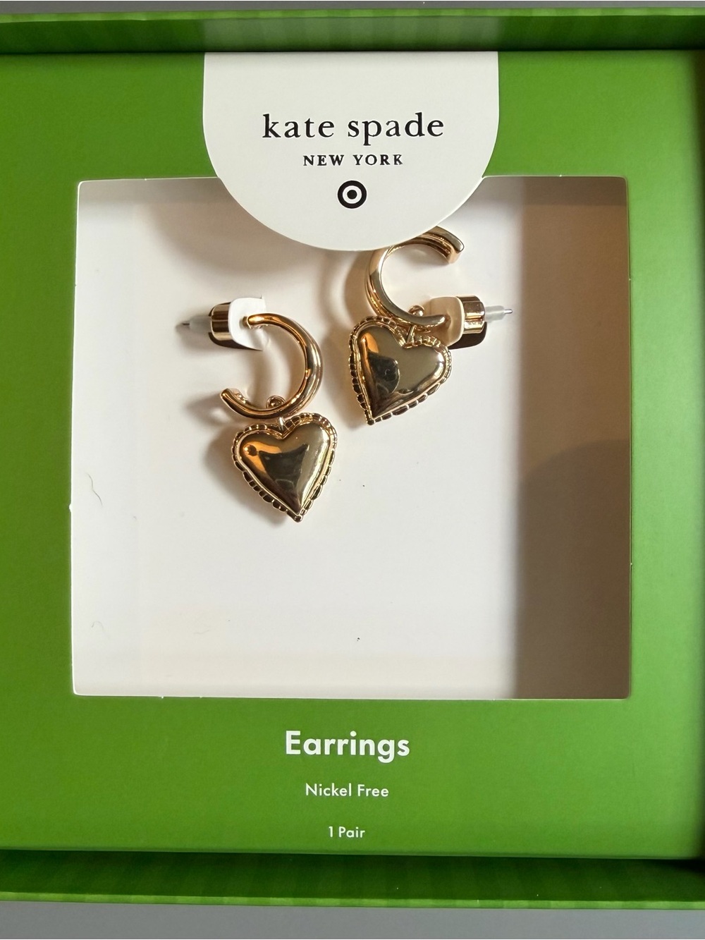 kate spade Target Gold Heart Hoop Earrings with Scalloped Edge